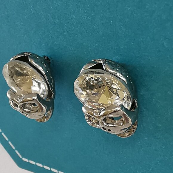 Silver Tone and Crystal 'Skull ' Earrings - Picture 3 of 9